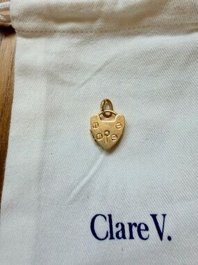 Clare V PADLOCK LOCKET CHARM Vintage Gold NWT $75